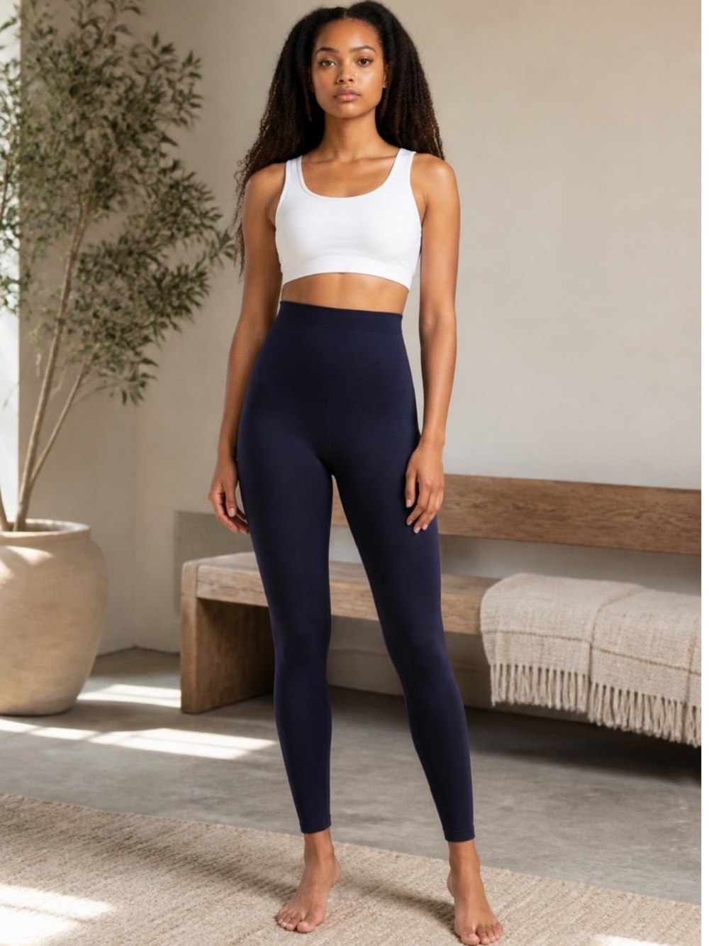 Shapermint Navy Blue High -Waist Shaping Leggings - Tummy Control Lg NWOT